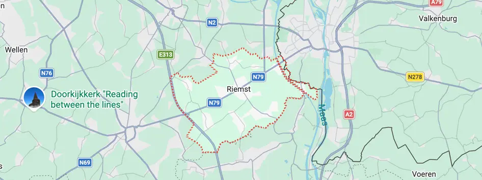 map van Riemst en omgeving met Riemst centraal gelegen